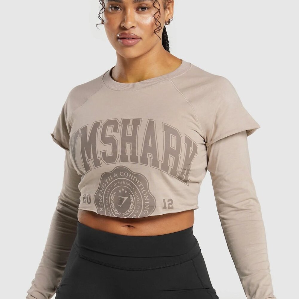 NWT Gymshark Lifting 2 In 1 Long Sleeve Crop Top